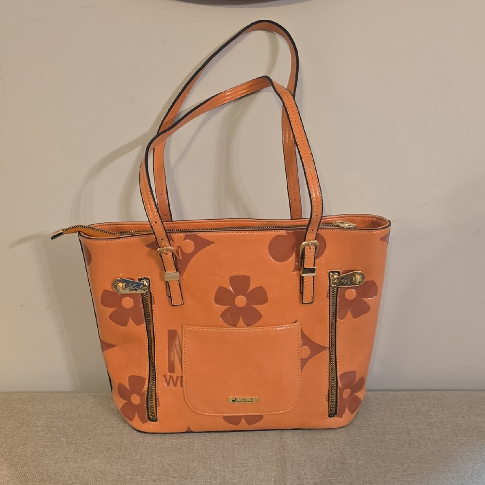 Montana West Orange Floral Laptop Consealed Carry Bag